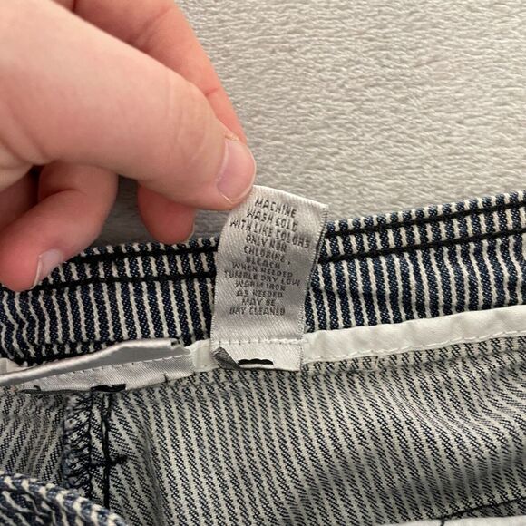 Chicos Pants Womens 0 Small Blue White Stripe Pockets Vintage Lagenlook - Picture 9 of 13